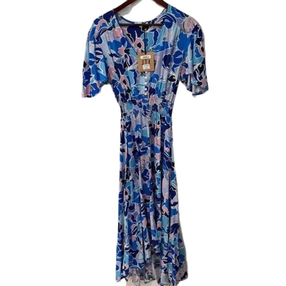Able the Label blue floral v neck elastic waist loose and flowy size small - Picture 1 of 9